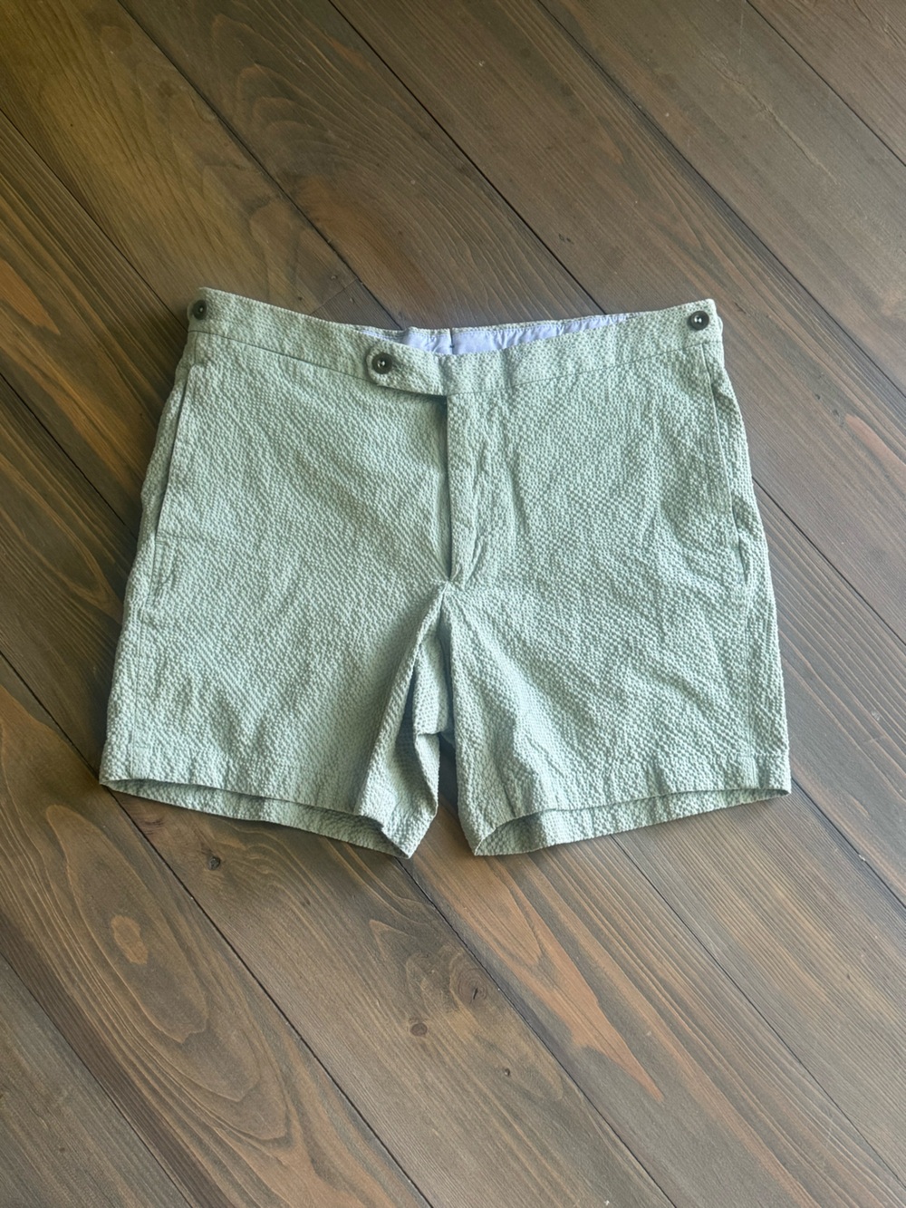 Sid Mashburn Men's Textured Shorts Size 34 Seafoam Green Seersucker